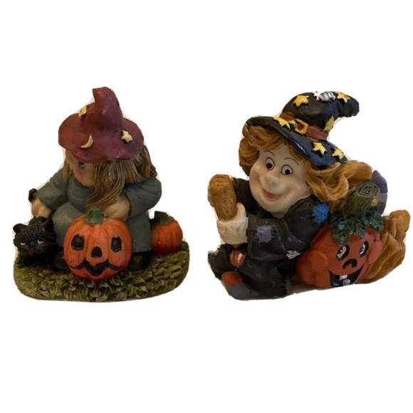Vintage Y2K Halloween Witch Figurines Pumpkins Whimsical Cottagecore Spooky Cute - Picture 2 of 7